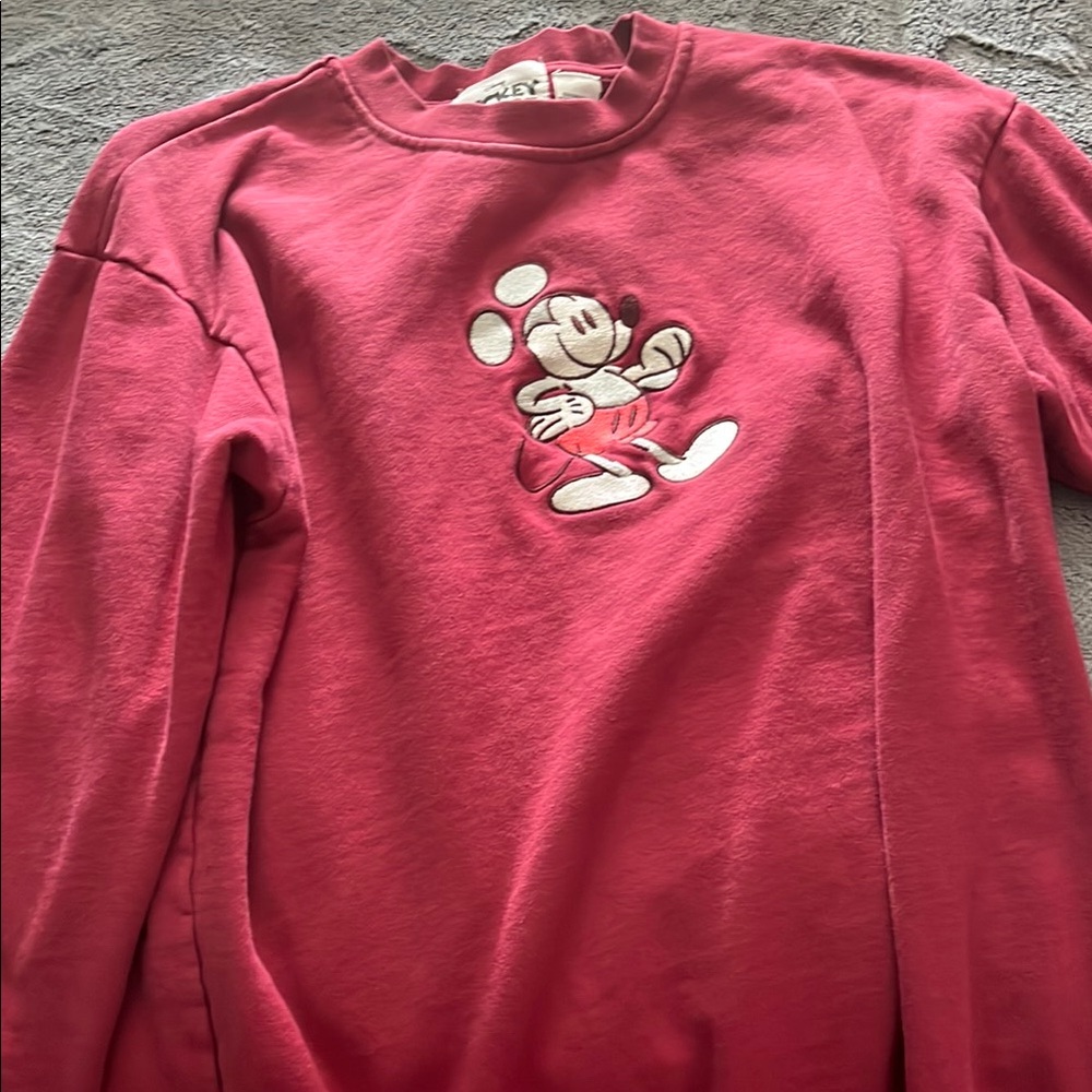 Disney Red Holiday Sweatshirt with Cartoon Graphic